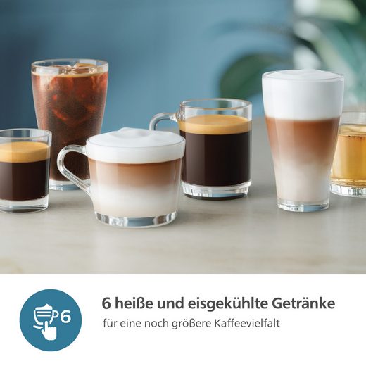 PHILIPS Kaffeevollautomat EP3343/50 3300 Series, 6 Getränke (heiß oder eisgekühlt) LatteGo-Milchsystem, SilentBrew Technologie, Weiß-Schwarz
