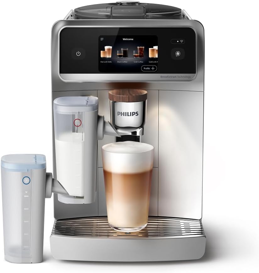 Philips Series 5400 Fully Automatic Coffee Machine - LatteGo Milk System, 12 Coffee Specialities, Intuitive Display, 4 User Profiles, Chrome EP5447/90