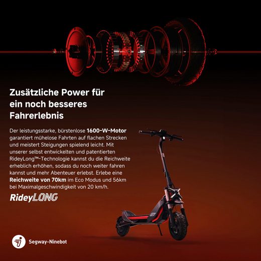 E-Scooter Segway ZT3 Pro D 20 km/h, (Vollfederung, 120kg Tragfähigkeit, 25% Steigung, Apple FindMy), Ninebot E-Scooter, mit Straßenzulassung, bis zu 70 km Reichweite