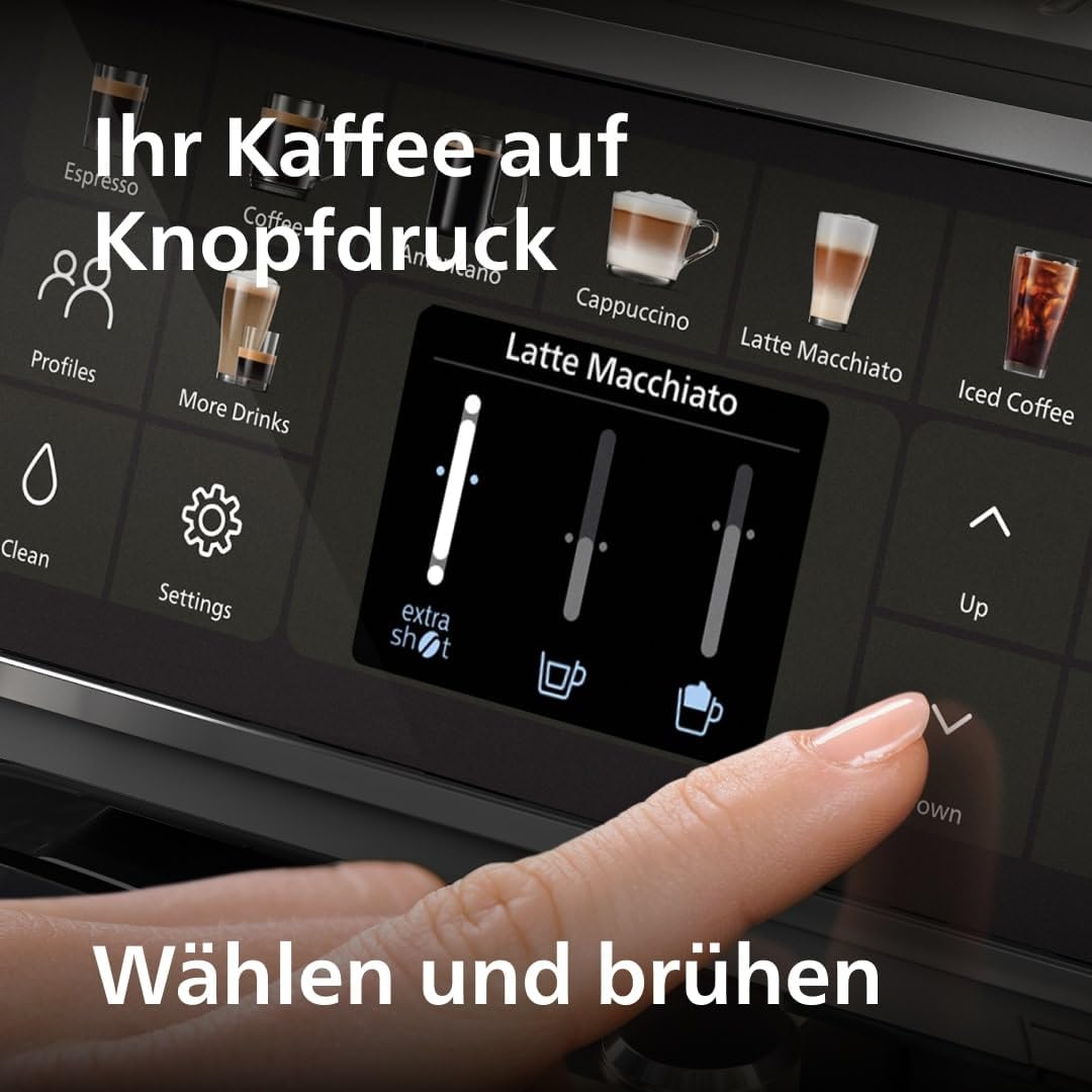 Philips Series 5400 Fully Automatic Coffee Machine - LatteGo Milk System, 12 Coffee Specialities, Intuitive Display, 4 User Profiles, Chrome EP5447/90