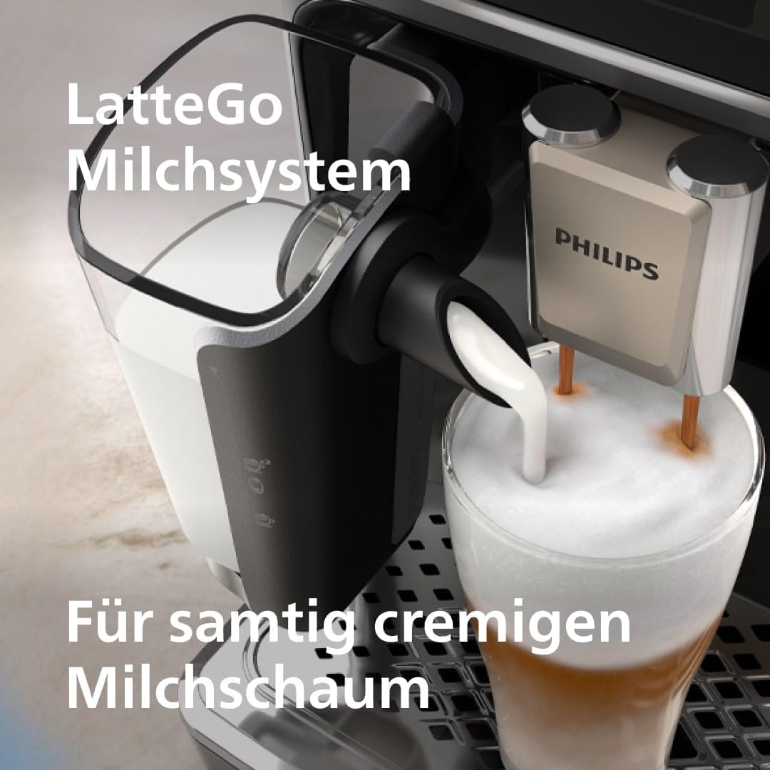 Philips Series 5400 Fully Automatic Coffee Machine - LatteGo Milk System, 12 Coffee Specialities, Intuitive Display, 4 User Profiles, Chrome EP5447/90
