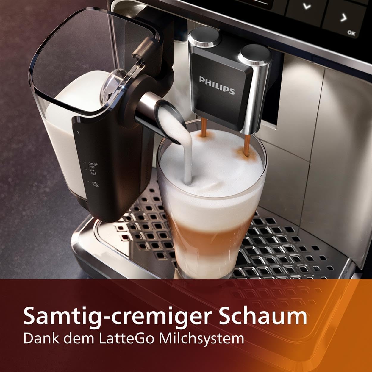 Philips Series 5400 Fully Automatic Coffee Machine - LatteGo Milk System, 12 Coffee Specialities, Intuitive Display, 4 User Profiles, Chrome EP5447/90